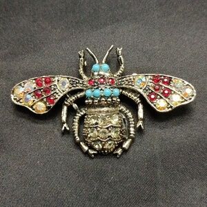 Rhinestone Bee Beetle Bug Brooch